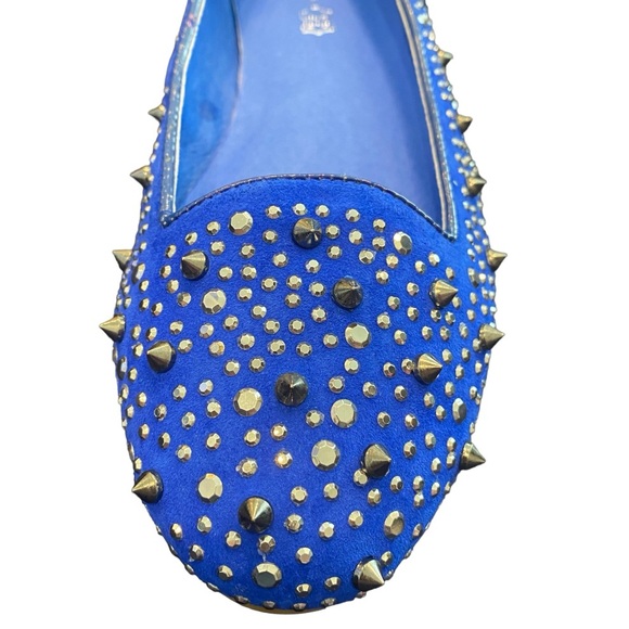 Aldo Leather Blue Silver Studded Ballet Flats New With Tags Size 38 or 7.5 to 8 - Picture 7 of 12